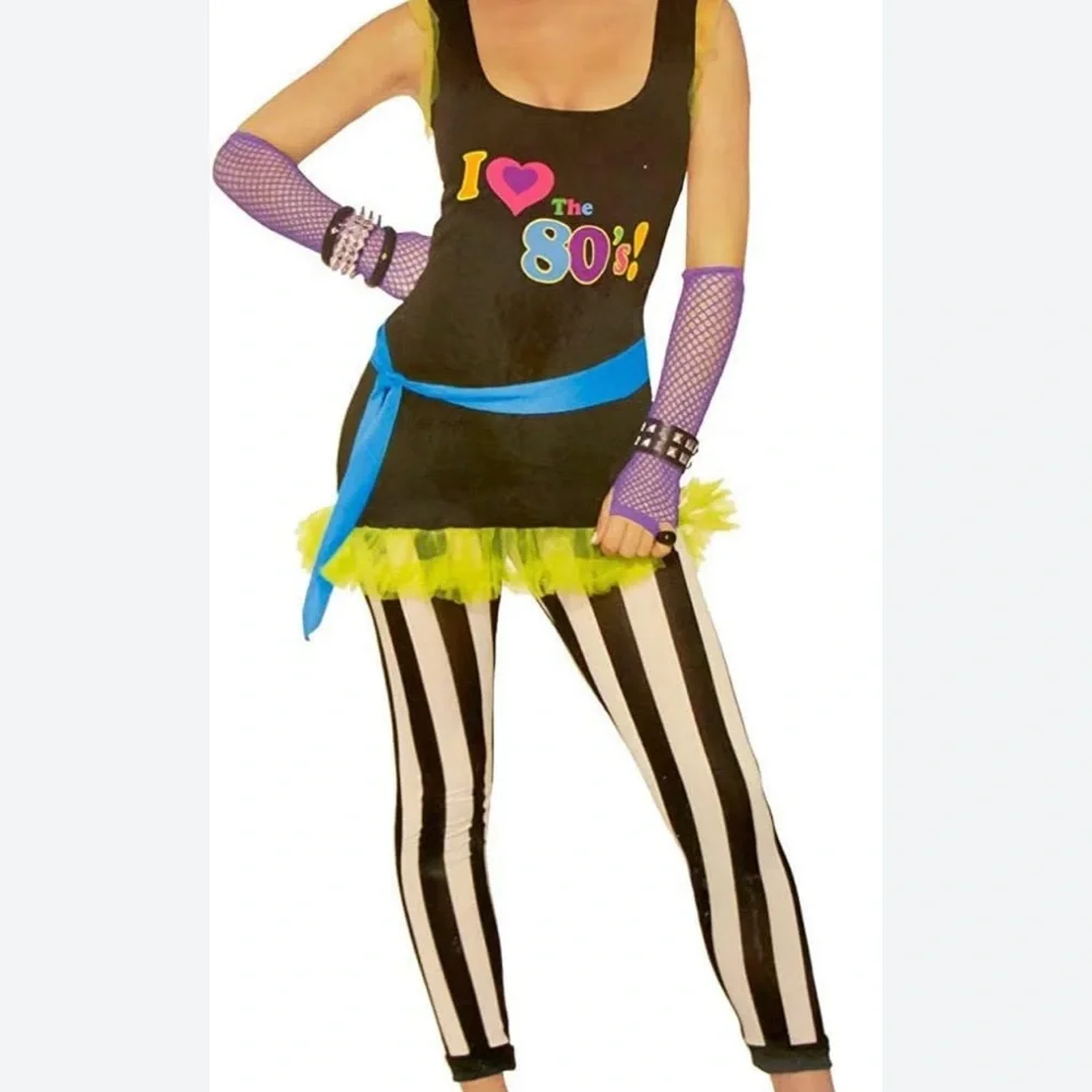 # 0758+ Rubies 80s Rocker Chick Costume with Black and Purple Accents